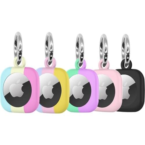 On Stock Kid Tracker Anti-Lost Airtag Silicon Rubber Case Stitching Color Airtag Keychain