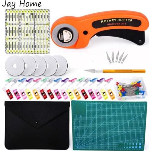 26Pcs Rotary Cutter Kit 45mm Rotary Cutter & A4 Cutting Mat & Patchwork Ruler & Sewing Clips with Storage Bag Quilting Craft