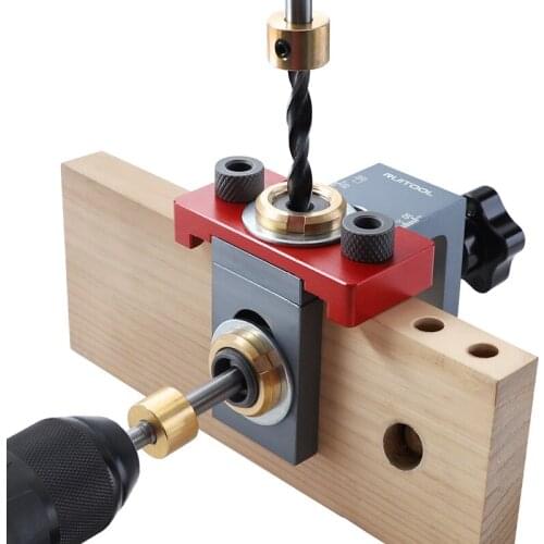 3 In 1 Doweling Jig 8/10/15mm Aluminum Alloy Adjustable Vertical Hole Punch Locator Drill Guide for DIY Woodworking Tool