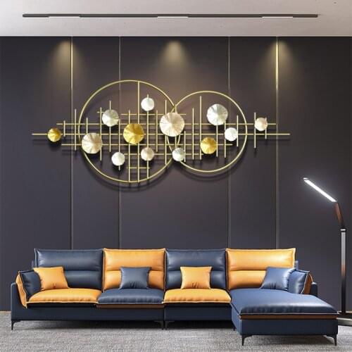 Nordic Luxury Wrought Iron Wall Mural Home Livingroom Background Wall Hanging Crafts Office Club Cafe Wall Sticker Decoration