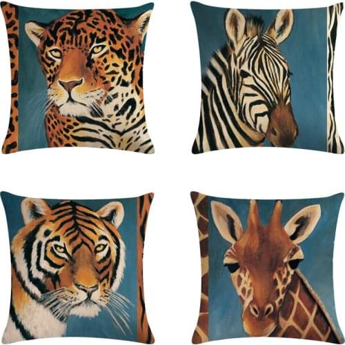 High definition animal pattern Polyester Cushion Cover Elephant Horse tiger lion fox Pillow case Home decoration Pillow Cover