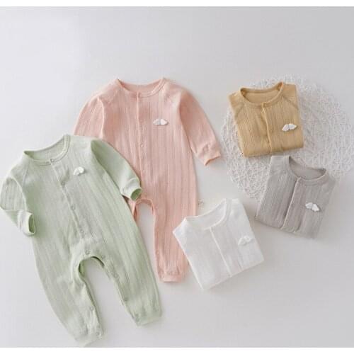 Newborn Baby Solid Cute Rompers Spring Autumn Fashion Toddler Girls Boys Long Sleeve Clothes Infant Appliques Bodysuits For 0-2Y