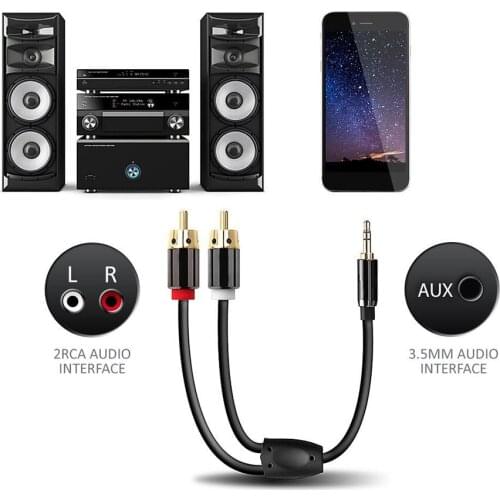 Newest 1m/2m 3.5mm Jack Aux to 3.5-2RCA Audio Video Cable Stereo Y Splitter Cable AV Adapter 2RCA Cord Wire 28AWG