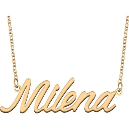 Milena Name Necklace for Women Stainless Steel Jewelry 18k Gold Plated Nameplate Pendant Femme Mother Girlfriend Gift