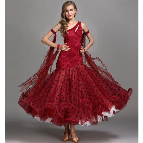 Ballroom Dance Competition Dresses/Standard Ballroom Dress/Ballroom Dresses Women black red my784