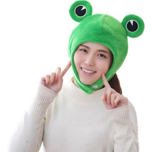 Unisex Cartoon Frog Design Plush Headgear Hat Cosplay Photography Props Supplies