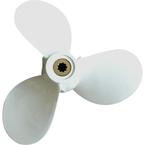 E0-45941-01-El Aluminum Alloy Outboard Propeller 7 1/2 X 7-BA For Y.amaha Mariner 4-6Hp 3 Blades 9 Spline Tooth White R Rotation