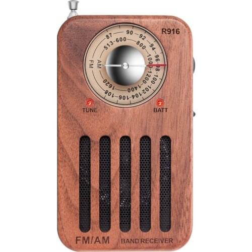 New AM/FM Portable Radio, Retro Cherry Wood Pocket Radio with Best Reception, Headphone Jack, By 2 AA Battery