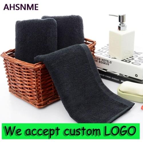 Professional Customized LOGO 100%Cotton Black bath towel Hand Towel Embroidery Name Personalized Towel Gift for Friends Family