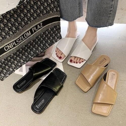 Square-toe Sandals and Slippers Women Summer New Style Flat-bottomed Roman Outer Wear Flip Flops Womens Shoes Women Shoes