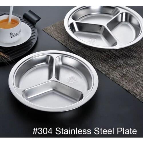 304 Stainless Steel Plate Kindergarten Plate School Adult Dishes Plate Round Shape Dining Restaurant Tray