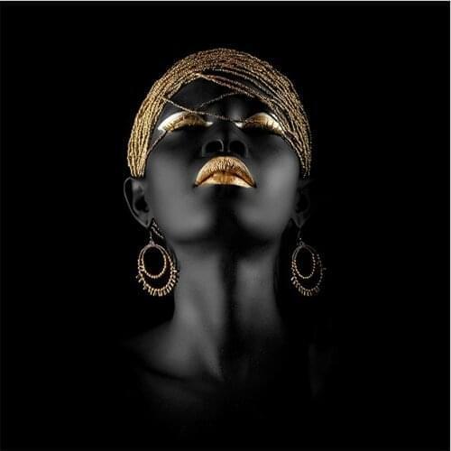 100X100CM Sexy Black Dark Skinned Woman Portrait Canvas Painting Posters and Prints Cuadros Wall Picture for living Room
