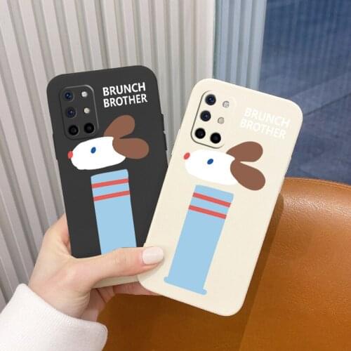 Flying Bunny Liquid Silicone Case For Oneplus 8t 9 9pro 9r pro Liquid Soft Phone Back Cover