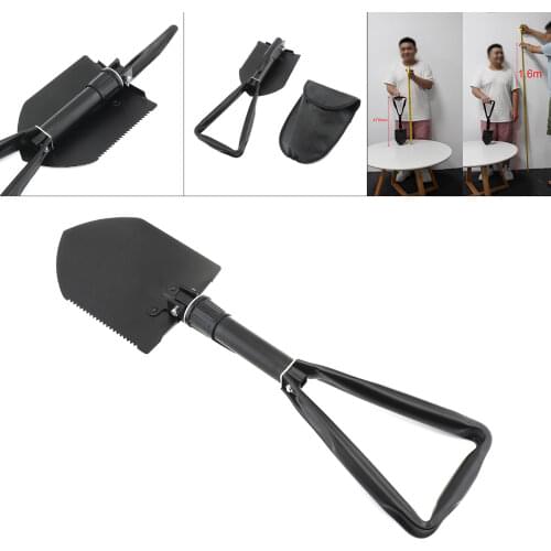 1 PC Black Durable High Carbon Steel Multifunctional Large Scale Camping Folding Shovel for Outdoor Activities