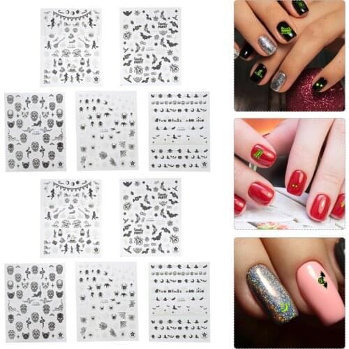 10 Sheets Theme Nail Art Stickers Luminous Party Nail Sticker Decor