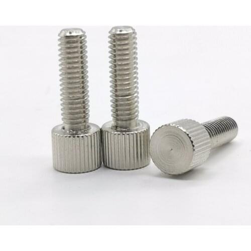 10pcs M3 M4 M5*5/6/8/10/12/15/20 Steel with nickel plated Knurling Flat Head Knurled Thumb Screw Hand Tighten Computer Screws