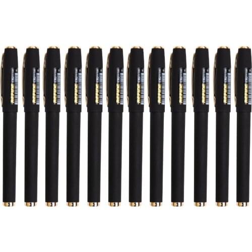 12 PCS Black Ink BallPiont Gel Pens 0.7MM Medium Fine Refillable with Grip Stick for Siganature, Writing, Diary, Office Supply