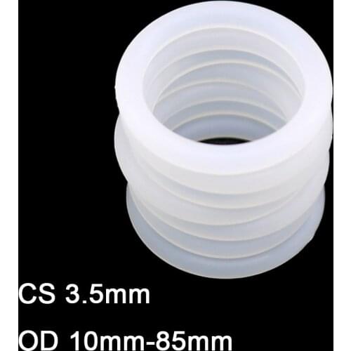 20pcs Silicon O Ring Sealing Gasket CS 3.5mm OD 12mm-85mm White Food Grade Waterproof Seals Washer Rubber O-ring