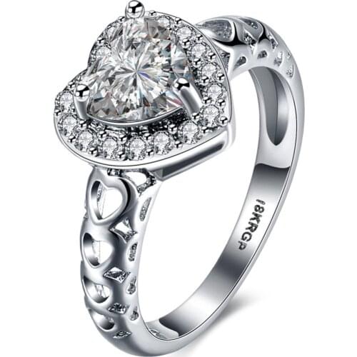 2020 Beautiful Pretty Fashion Wedding Silver Color Rings For Women Heart Shaped Cubic Zircon Female Rings Jewelry Wholesale