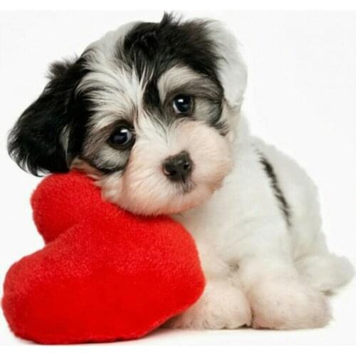 3D Diy Diamond Paint Cross Stitch I Love Dogs Cute Animal Embroidered Square Drill Full Mosaic Diamond Painting