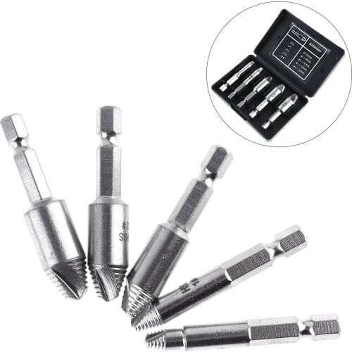 5pcs/lot HSS Silver Strip Breakage Screw Extractor Drill Bits Remove Broken Damaged Bolt Stud Set Carpentry Easy Out Hand Tool