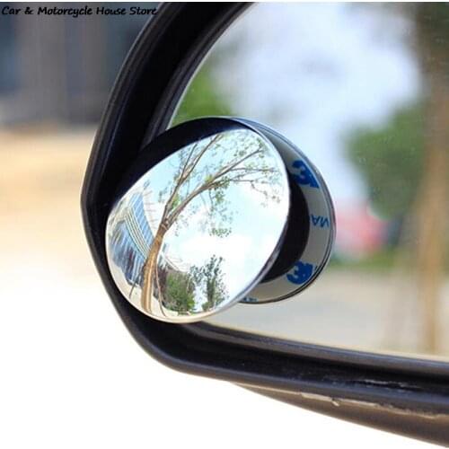 2pcs Car Rearview Adjustable Universal Convex Mirror For Parking Safety 360 Degree Wide Angle Round Blind Spot Mirror