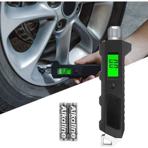 Car Digital Tire Pressure Gauge Tpms 230 PSI 4 Settings Heavy Duty Non-Slip For Car Bicycle With Larger Backlit LCD Flashlight