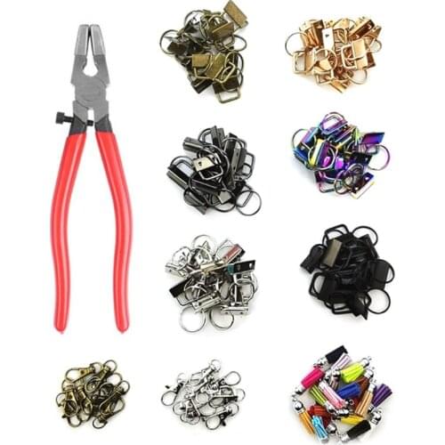 113 Pieces 25mm Key Fob Hardware with Split Ring Set with Pliers Faux Leather Tassels Pendant Swivel Snap Hook for DIY Wristlet