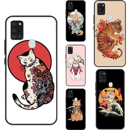 Japanese Style Tiger Cat Shiba Inu Case For Samsung A52 A72 A32 A12 A51 A71 A11 A31 A01 A02S A40 A50 A70 A20e A21S Back Cover