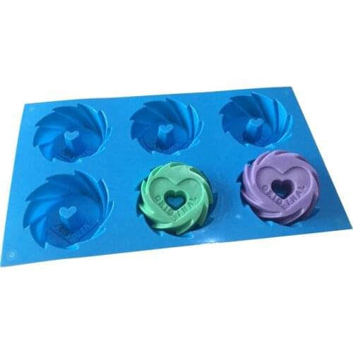 2/6 Cavity Cyclone Silicone Soap Mold DIY with Heart Parten Silicone Mold for Soap Making Cake Decoration Fondant Mold for Cake