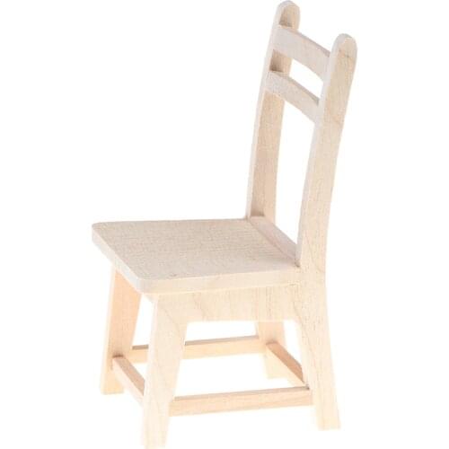 1:12 Wooden Small Chair Dollhouse Miniatures Furniture Model Dining Room Toys for Baby Kids