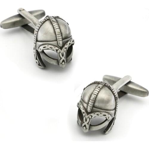 Film Design Sparta Warrior Helmet Cufflinks For Men Quality Brass Material Vintage Color Cuff Links Wholesale&retail