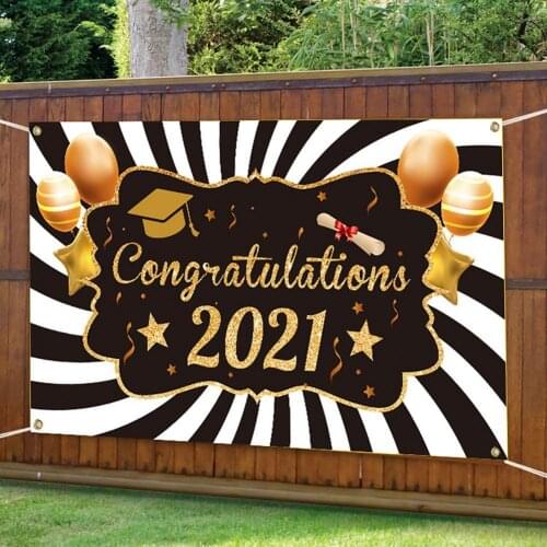 Door Banner Letter Pattern Wear-resistant Polyester Graduation Party Hanging Flag for Wall Graduation Party Hanging Flag