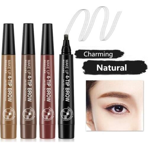Hot Makeup 4-Tip Eyebrow Pencil Waterproof Fork Tip Brow Tattoo Pencil Long Lasting Professional Fine Sketch Liquid Eye Shading