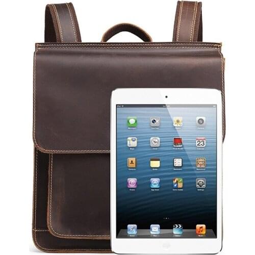 Hot Sale Genuine Leather Men Women Backpack Vintage Travel Cowhide Unisex School Bag Buckle Covered Man Ladies Backpacks Outside