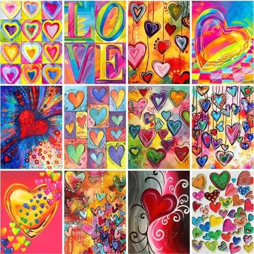Graffiti Love Heart Jewel Cross Stitch Mosaic Diamond Kit Abstract Wall Decor 5D Diamond Embroidery Diy Paint