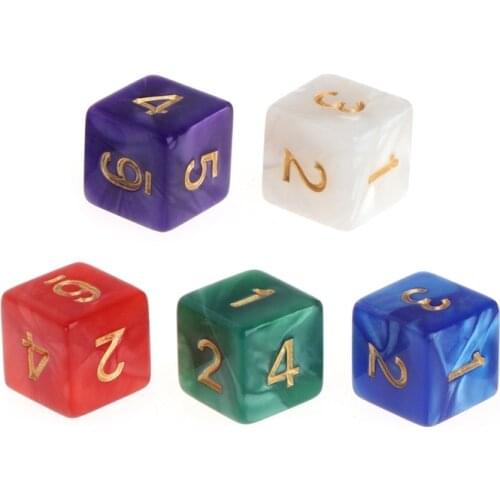 10pcs/set Multicolor 6 Sided 16mm Pearl Pattern Resin Dice Board Game Accessories