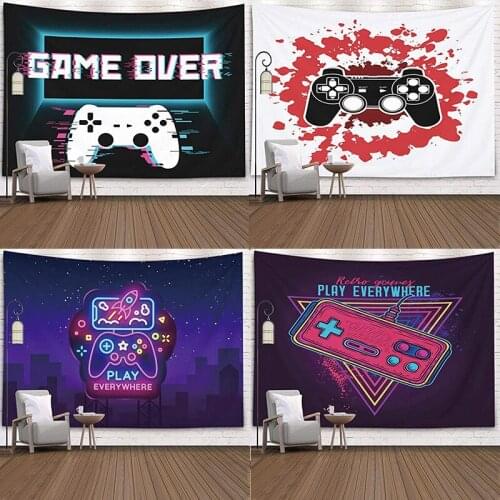 Game console handle tapestry Neon pattern hanging cloth Bedroom bedside background cloth Home decoration cloth art