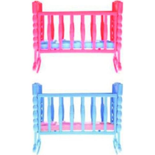Rocking Cradle Bed Doll House Toy Furniture For Kelly Barbie Doll Accessories Girls Toy Gift Baby Shower Gift Girls Toy