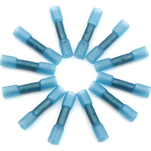 20Pcs Blue Insulated Heat Shrink Butt Wire Connectors Set DYBT2 Waterproof Electrical Wire Cable Crimp Terminals 16-14 AWG