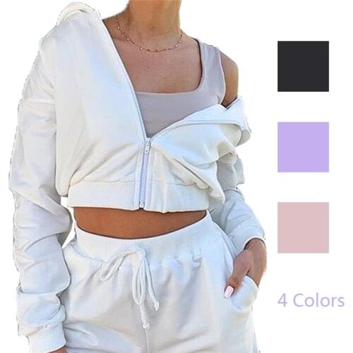 Sexy Women 2PCS Set Long Sleeve Zipper Crop Top Fitness Shorts Run Gym Sports Clothes Suit Sweatsuit Summer outfit Tracksuits