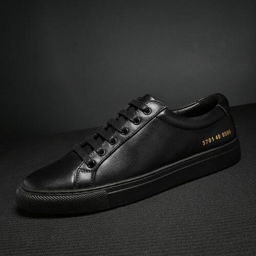 Mens Sneakers Genuine Leather Men Shoes Fashion Lace-up Solid Mens Shoes High Quality White Men Casual Shoes