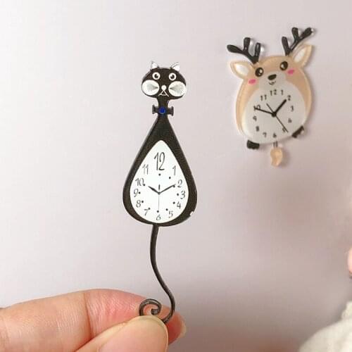 1Pc 1:12 Scale Cute Dollhouse Miniature Cartoon Wall Clock Play Doll House Decor Dollhouse Accessories
