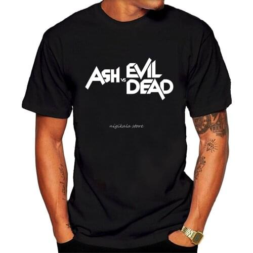 Mens Ash Vs Evil Dead Logo T-Shirt Funny Tee Black T-Shirt Summer Style Men T Shirt Top Tee Printed Boys Shirt
