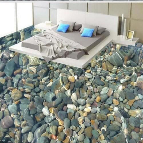 Custom 3D realistic water pebble floor tiles painting living room waterproof anti-skid self-adhesive decorative 3d floor stickes