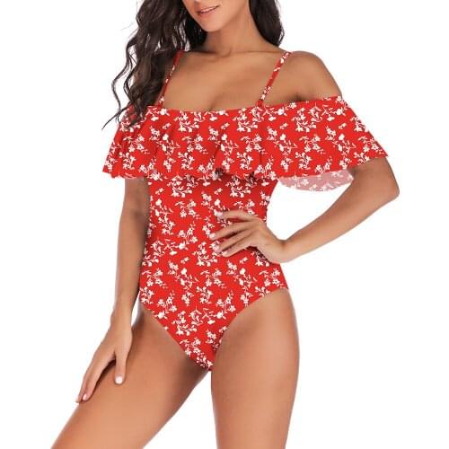 2020 New Sexy One Piece Swimsuit Women Summer Push Up Monokini Cut Out Bathing Suit Beach Wear Floral Print Swimwear