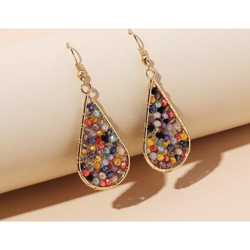 New Colorful Crystal Drop Earrings Fine Jewelry Accessories For Women Fashion Trend Pendientes Bijoux Birthday Gift