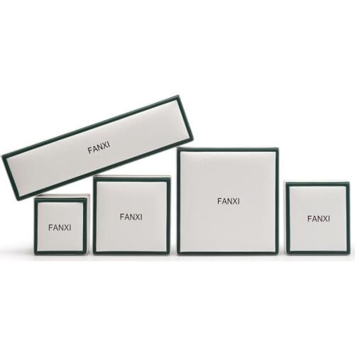 FANXI High Quality White Leather Jewelry Organizer Velvet Bracelet Packing Box Long Chain Case Gift Box Packaging Storage