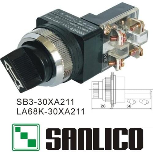Selector switch rotary switch knob switch two or three position standard handle SB3(LA68K KS PB)-30XA211 30mm