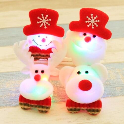 Christmas Led Glowing Brooch Badge Hair Clip Santa, Snowman, Elk, Bear Doll Pendant Festival Decorations Christmas Child Gift